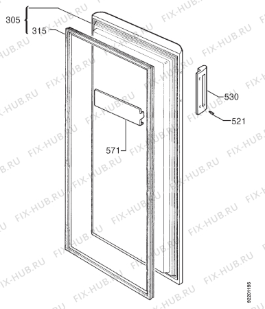 Взрыв-схема холодильника Zanussi ZVF190R - Схема узла Door 003